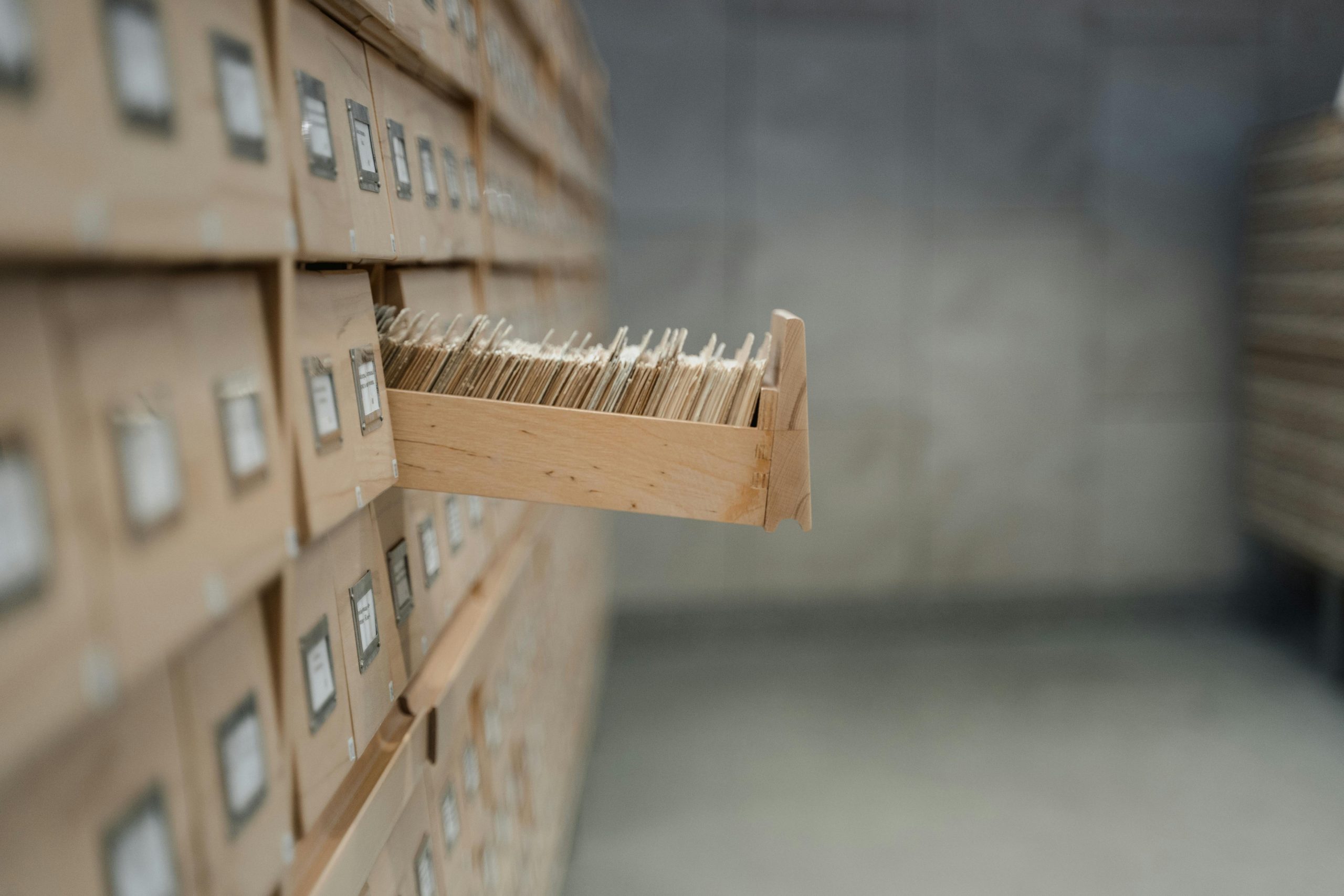 Photo of old fashioned library card catalog