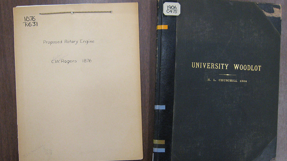 Two volumes sitting on a table.